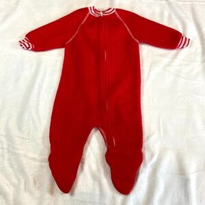 VTG Sears Red Footie‎ Sleeper Pajamas Baby 0-3 Months Romper Made in USA VTG 80s